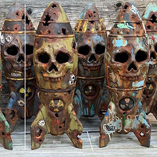 Small Nuclear Warhead Decor Resin Skeleton Bomb Decoration Halloween Decoration Halloween Ornament Small Nuclear Warhead Decor With Graffiti And Nuclear Logos Resin Skeleton Bomb