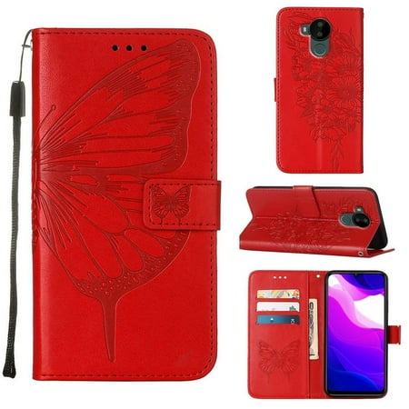

Case for Nokia C30 Embossing Butterfly Premium Leather Magnetic Flip Cover