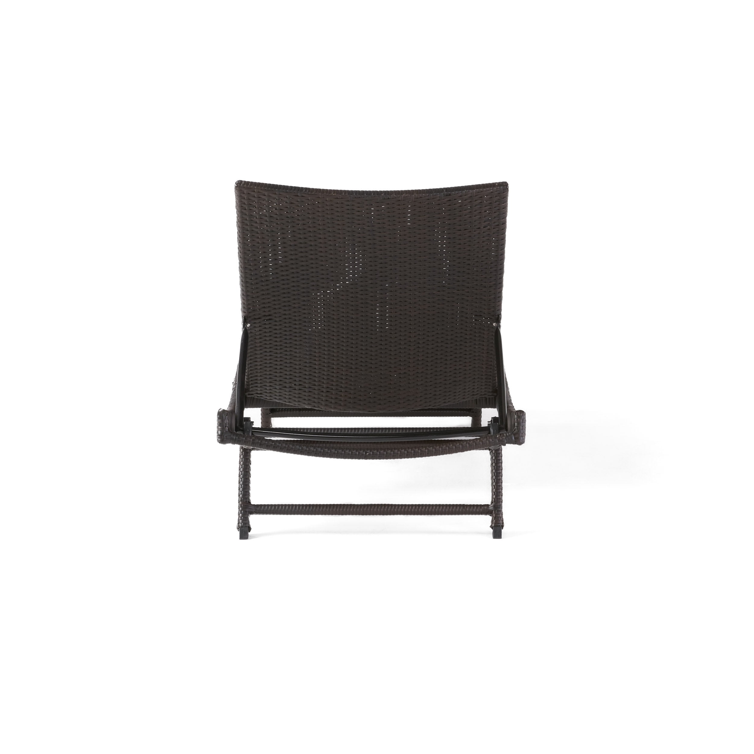 Outdoor Wicker Chaise Lounges, Set of 2, Brown