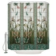thumbnail image 2 of Waterproof Shower Curtain Stained Glass Meadow Flower Dragonfly Print Polyester Fabric Bath Curtain Home Hotel Apartment Bathroom Shower Curtain 70x70inch, 2 of 8