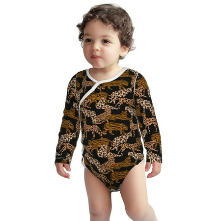

Fotbe Leopard Print Pattern Unisex-baby Long-sleeve Bodysuit Long Sleeve Bodysuits One-piece 100% Organic Cotton for Infant Baby Boys Unisex-18 Months