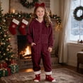 thumbnail image 2 of Boys Hooded Onesie Pajamas Kids Long Sleeve Zip-Front One Piece Fuzzy Sleepwear Jumpsuit with Pockets Winter Warm Loungwear, 2 of 6