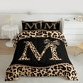 thumbnail image 3 of Homewish Fashion Initial Letter Queen Comforter Set, Chic Monogrammed M Bedding Sets, Kawaii Cheetah Bowknot Reversible Bedding Comforter Set, Breathable Home Decor, 3-Piece, 3 of 9