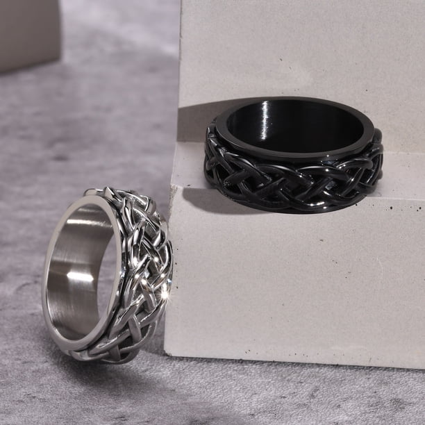 Anillo de cadena giratorio con nudo celta para hombre en acero inoxidable RC-563