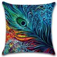 thumbnail image 1 of Housse de Coussin Bleu Plume de Paon, 1 of 1