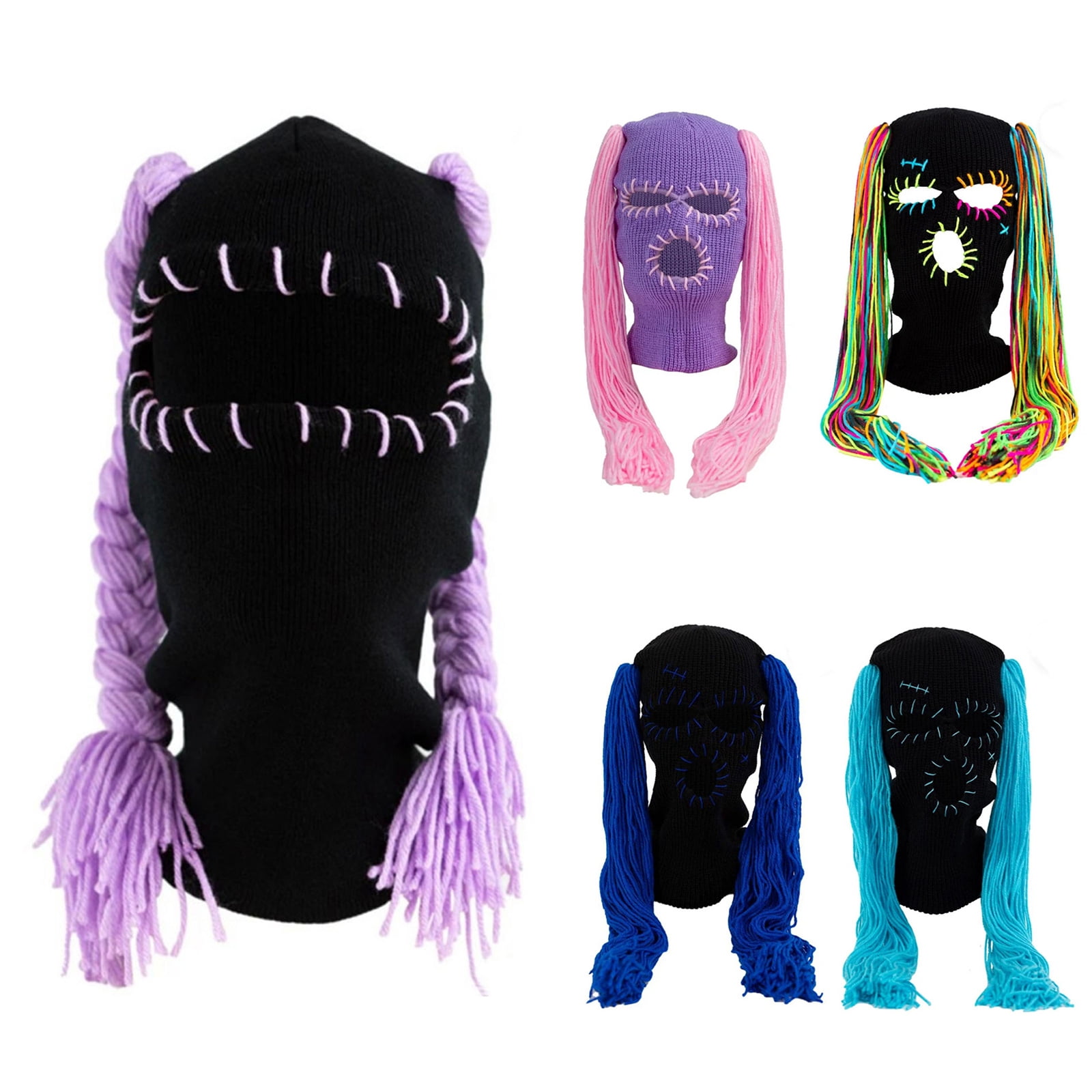 Knit Hat Full Face Ski Decoration Winter Caps Knitted Hats Pranky Photograph Props for Adults Women