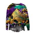 thumbnail image 2 of Jjayotai Mardi Gras Sweatshirt for Woman, Carnival Pullover, Tuesday Shirt, Mask Graphic Long Sleeve Tops Multicolor S, 2 of 5