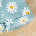 thumbnail image 6 of TOWED22 Toddler Baby Girl Outfit T-shirt Tops + Flower Print Suspender Overalls Shorts Summer 2Pcs Clothes(Green,0-3 M), 6 of 9