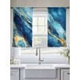 thumbnail image 5 of Abstract Art Sheer Curtains 54 Inches Long 2 Panels Gold Blue Water Ripple Gradient Marbling Light Filtering Semi Sheer Window Curtains Drapes for Bedroom Living Room 52"x54", 5 of 7