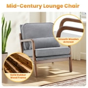 EDX Mid Century Modern Accent Chair, Comfy Fabric Living Room Chairs with Solid Wood Frame, Lounge Reading Armchair, Easy Assembly