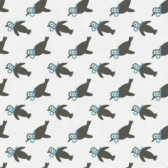 "Scuba Penguin kids cotton fabric, Painbrush Studio Animal Kingdom, Sold By The Quarter Yard"