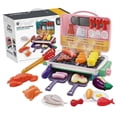 thumbnail image 2 of Pink magnetic tiles Children's Barbecue Rack Toy Kitchen Cooking Realistic Spray Light Sound Color Changing Game Food Set, 2 of 2