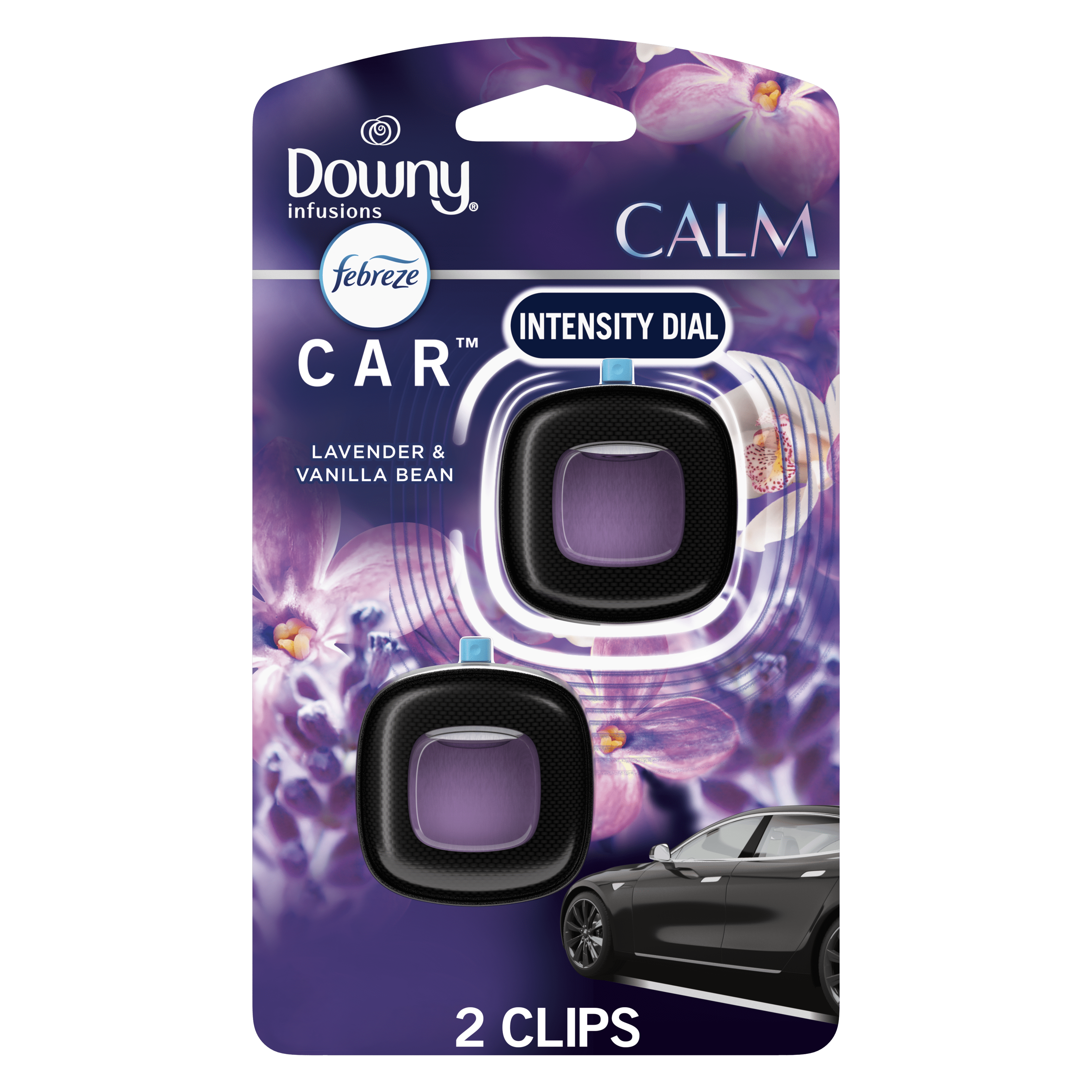 (4 pack) Febreze Odor Eliminating Car Air Freshener, Lavender & Vanilla Bean, 0.7 fl oz, 2 Count