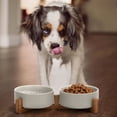 thumbnail image 2 of Bol Cerámico para Perros y Gatos con Soporte de Madera Bol Pesado con Acabado Mate Antideslizante Juego de Alimentación y Agua 13.5 oz, 2 of 8