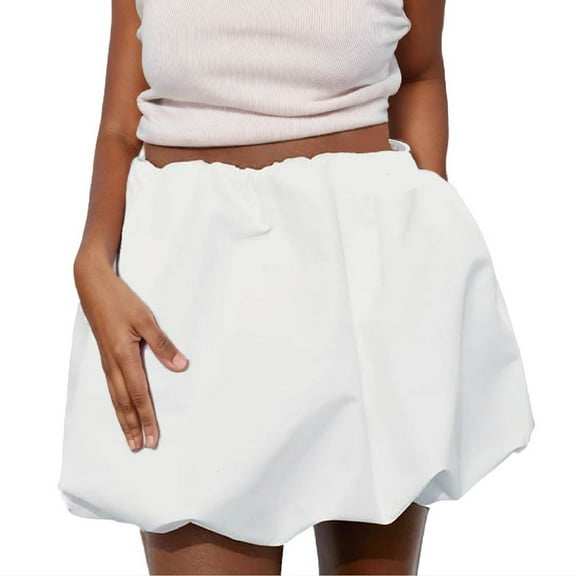 Xixinqiwan Women Summer Skirts Clearance under $5,Mini Skirts for Women Summer Bustier Short Skirt Bubble Skirt Casual Flowy Tiered Skirts for Daily Wear