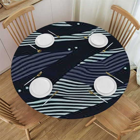 HAOXIT uflage Round Tablecloth Navy Blue Waterproof Table Cloth Polyester Tablecloth Table Cover for Kitchen Outdoor Party Picnic 31-35