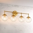 thumbnail image 5 of Satin Gold 4-Light Bathroom Vanity Light, Clear Seedy Glass Globe Shades, Dimmable, 5 of 12