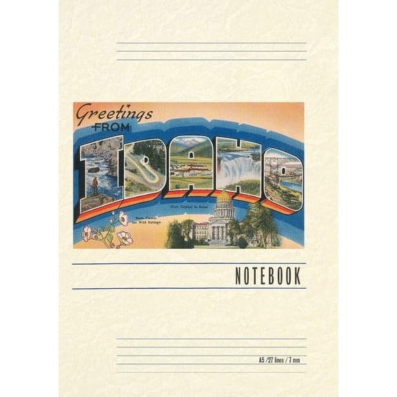 Vintage Lined Notebook Greetings from Idaho (Paperback)