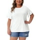 thumbnail image 1 of Blusas de verano casuales de mujer Agnes Orinda en talla grande, camiseta de cuello redondo con volantes y mangas cortas 2X blanca, 1 of 6