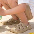 thumbnail image 4 of XIYON Kids Boys Girls Summer Slippers Soft Sole Non Closed Toe Hollow Out Solid Color Lightweight Breathable Shoes For Casual Daily Wear,Coffee,11.5-13 Years, 4 of 7