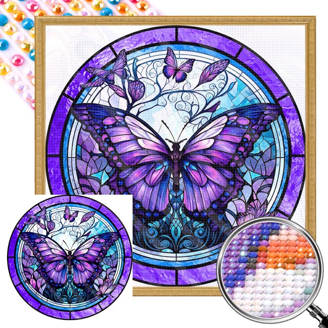 Pintura diamante mariposa púrpura 35x35cm Wdftyju