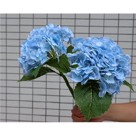 Artificial Hydrangea Bouquet Blue Silk Flower Arrangement Dining Table Centerpiece Decoration Living Room Floral Accent Decorative Faux Flower Display For Home Styling