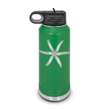 

C-130J Dowty Propeller Water Bottle 32 oz - Laser Engraved w/ Flip Top Removable Straw - Polar Camel - Stainless Steel - Vacuum Insulated - Double Walled - Drinkware - c130j c-130 c130 prop - Green