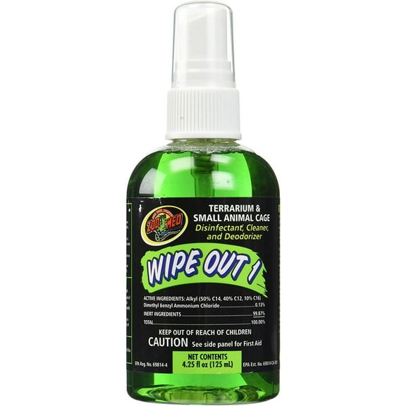 Zoo Med Wipe Out 1 Terrarium Cleaner, Disinfectant and Deodorizer [Reptile Cleaners and Deodorizers, Reptile Supplies] 4.25 oz
