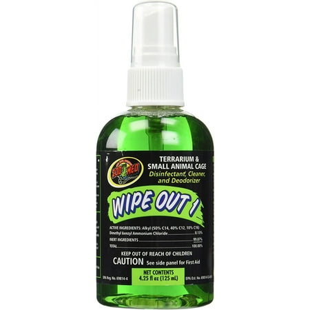 Zoo Med Wipe Out 1 Terrarium Cleaner, Disinfectant and Deodorizer [Reptile Cleaners and Deodorizers, Reptile Supplies] 4.25 oz