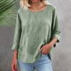 thumbnail image 4 of Blusas de Manga Larga de las Mujeres Verano Cuello Redondo Color Sólido Lino-Estilo Cardigan, Poliéster Suave Casual Abierto Frente Superior, 4 of 8