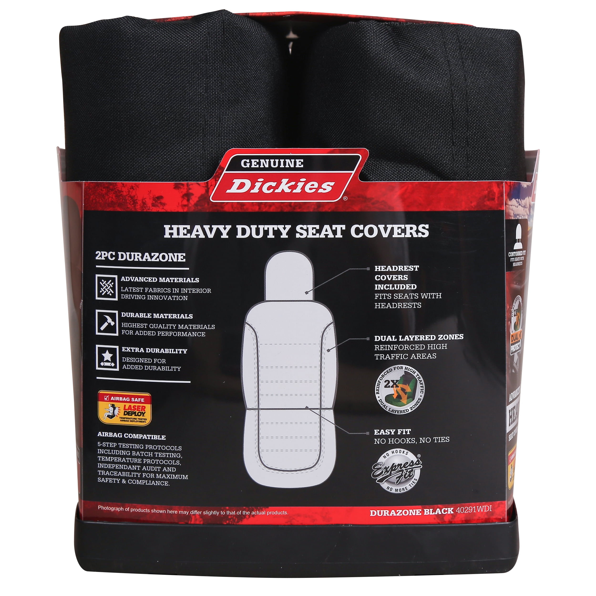 Genuine Dickies Arlington Full Set Cloth Truck Seat Covers Black 806442 Size: 3 Piece Kit