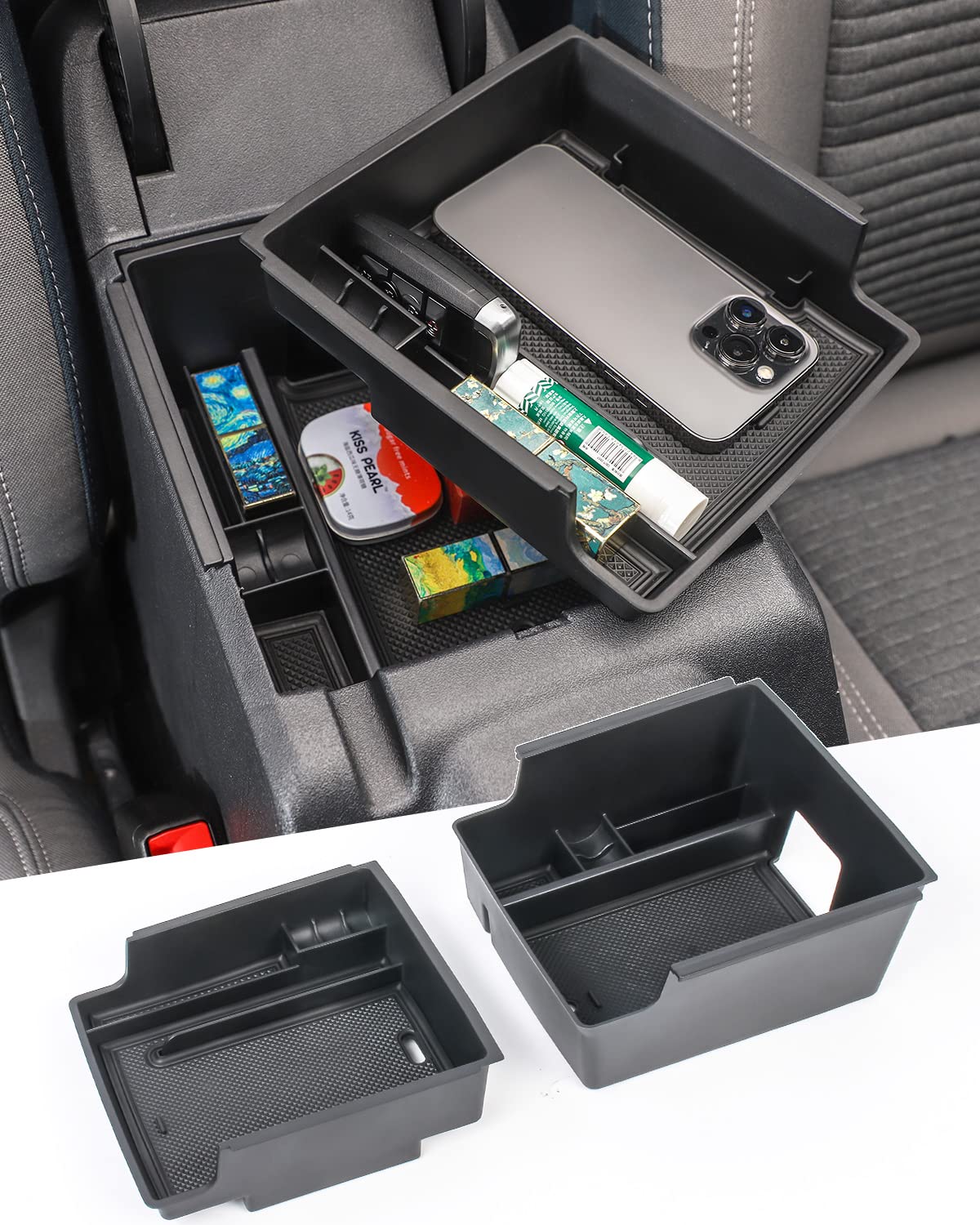 Savadicar Center Console Organizer, ThreeTier Division Armrest Storage