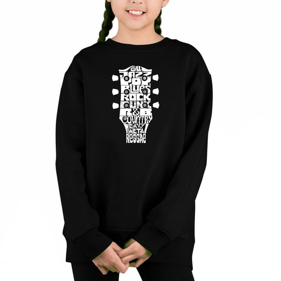 Guitar Head Music Genres - Girl's Word Art Crewneck Sweatshirt