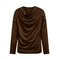thumbnail image 6 of Velvet Cowl Neck Tops for Women Long Sleeve Dressy Casual Blouses Elegant Christmas Party Holiday Outfits (XL, Brown), 6 of 7