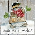 thumbnail image 2 of Robinson, Carol 12x12 Black Ornate Wood Framed with Double Matting Museum Art Print Titled - Winter Wishes Snowman, 2 of 4