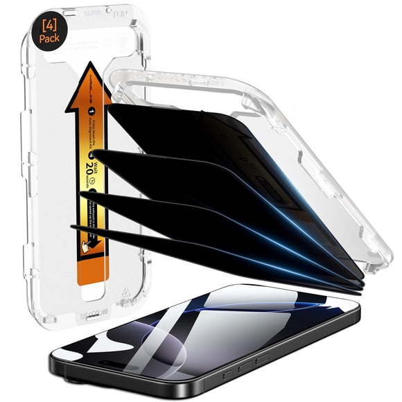 Protector de pantalla de privacidad MRGLAS para iPhone 16 Pro, paquete de 4