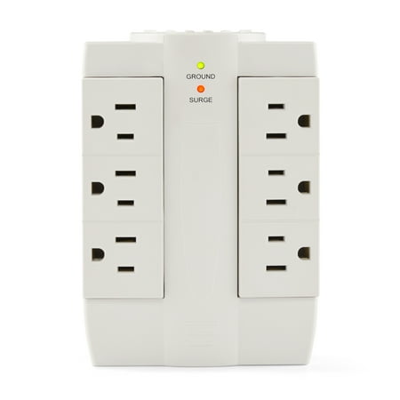 Hyper Tough Swiveling Power Tap Surge Protector, 6 AC Outlets, White