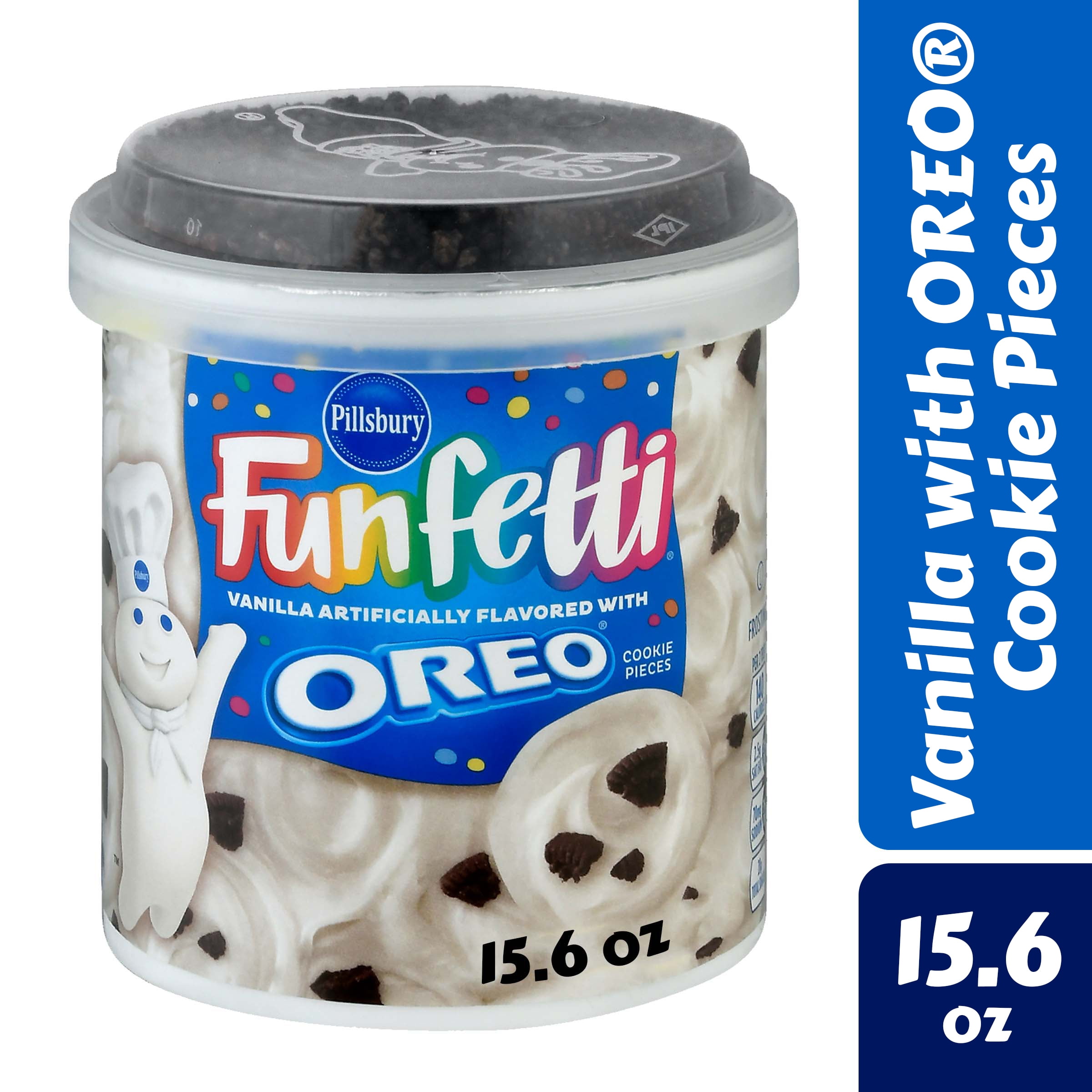 Pillsbury Funfetti Vanilla Frosting with OREO Cookie Pieces, 15.6 Oz