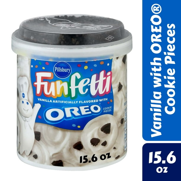 Pillsbury Funfetti Vanilla Frosting with OREO Cookie Pieces, 15.6 Oz