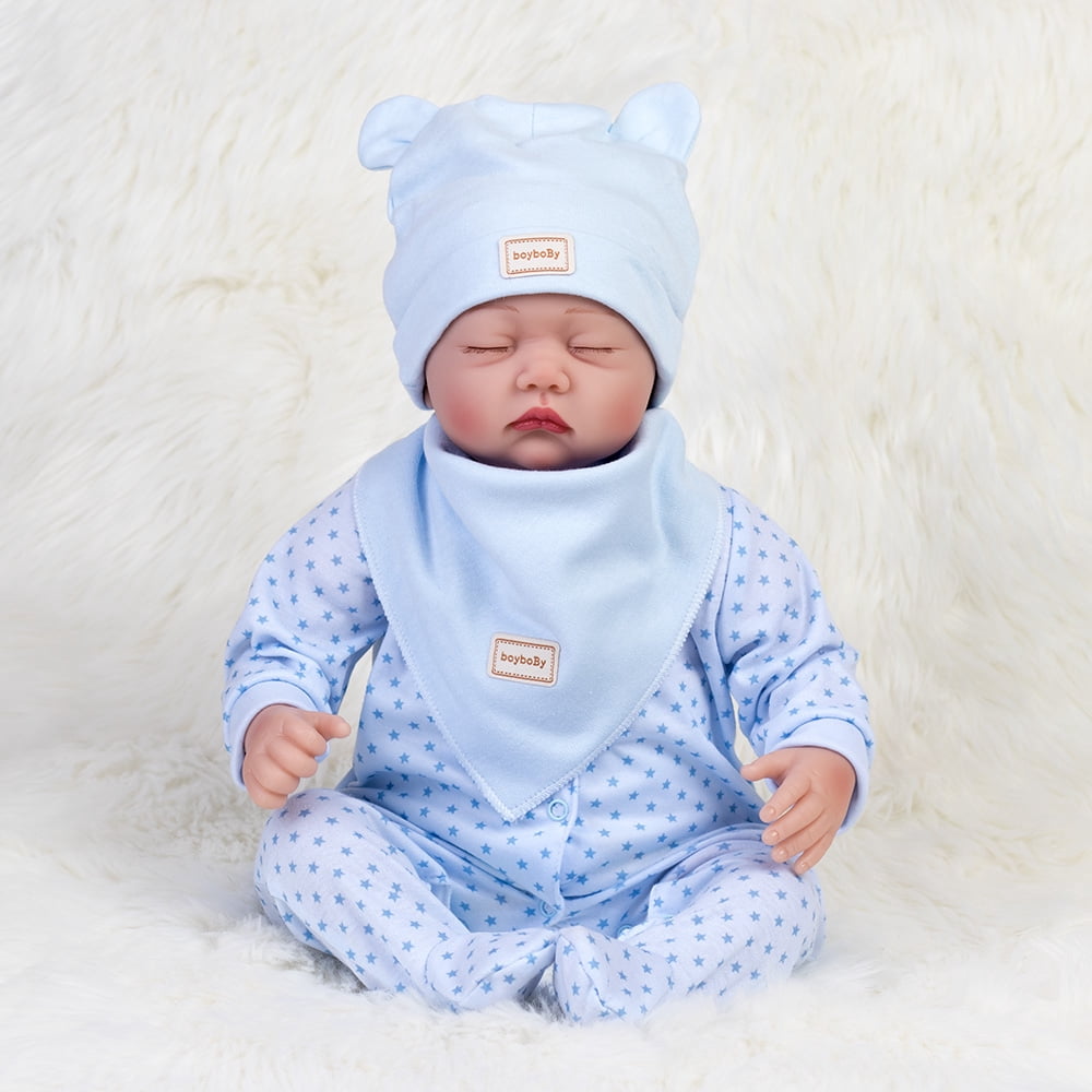 Handmade Lifelike Reborn Baby Dolls Soft Cloth Body Newborn Boy Doll Closed Eyes Doll with Accessories