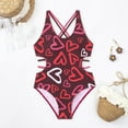 thumbnail image 2 of Toddler Girls Swimsuit 5T Cute 1 Piece Heart Print Swimsuit Beach Swimwear Bikini Swimwear UPF 50+,8-9 Years（Red）, 2 of 5