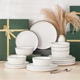 thumbnail image 2 of MALACASA Ceramic Dinnerware Set 18-Piece, Service for 6, Plates Bowls Set with Black Rim Microwave Dishwasher Safe, White, Series MINA, 2 of 8