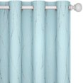 thumbnail image 1 of ZMLEVE Blackout Curtains for Bedroom, 72 Inch Length - Room Darkening Curtains, Window Grommet Curtains, Wave Line and Dots Pattern (52 x 72 Inch, Sky Blue, Set of 2), 1 of 7