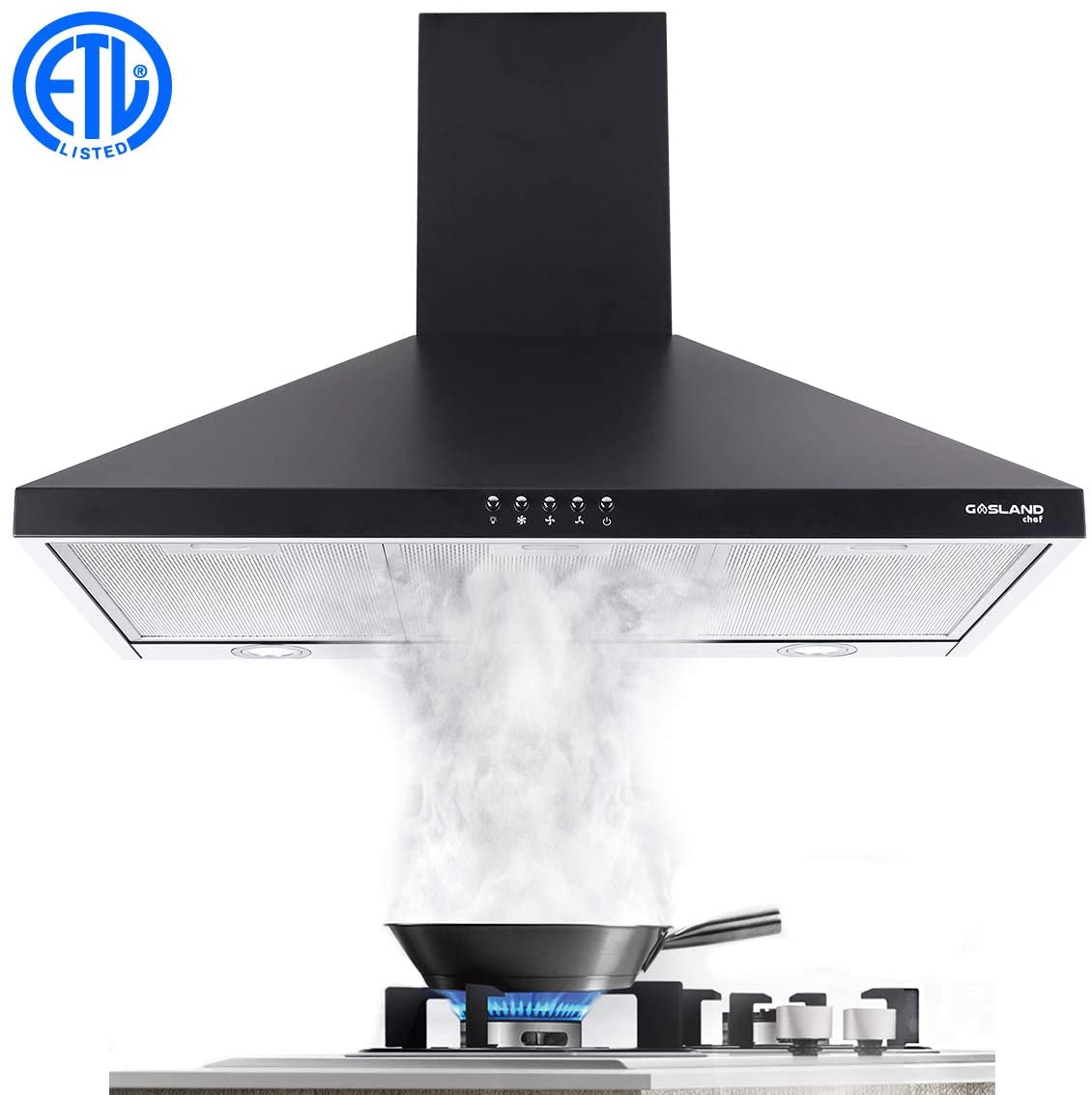 36" Range Hood, GASLAND Chef PR36BP Black 36inch Wall Mount Kitchen