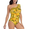 thumbnail image 3 of Haiem Yellow Limes Women's One Piece Swimsuits Tummy Control One Shoulder Bathing Suits Ruffle Swimwear-Medium, 3 of 8
