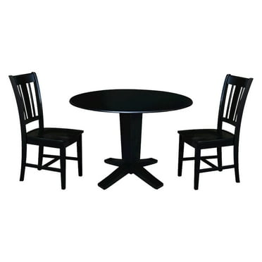 42" Solid Wood Dual Drop Leaf Table with 2 Dining Chairs