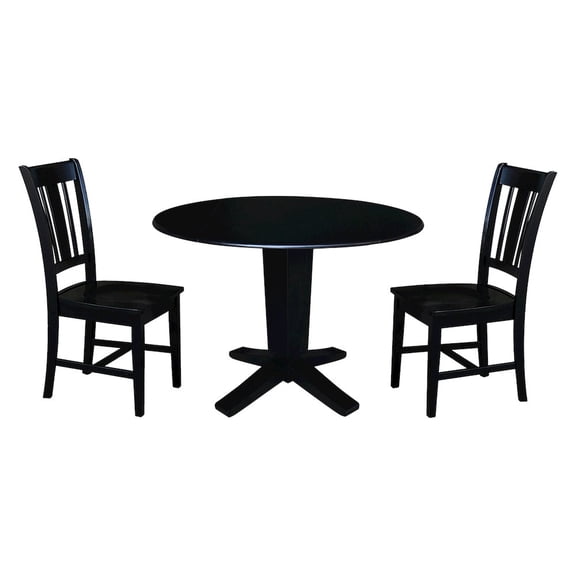 International Concepts 42" Solid Wood Dual Drop Leaf Table with 2 Dining Chairs