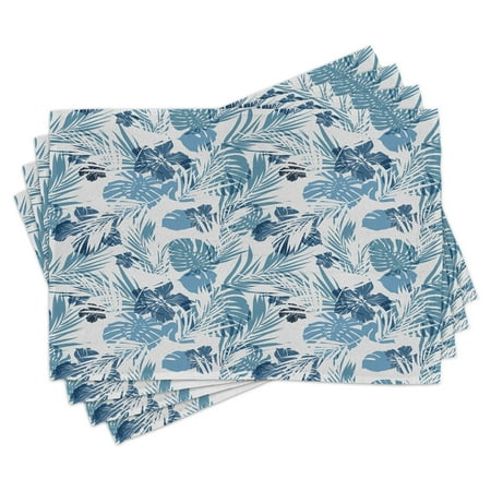 

Ambesonne Leaf Place Mats Set of 4 Hawaiian Flowers Palm Tree Standard Size Dark Blue Lilac