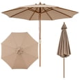 thumbnail image 1 of Gymax 9 FT Patio Umbrella w/Adjustable Height Rope Pulley Lift Vented Top for Beach Brown, 1 of 10