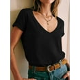 thumbnail image 2 of Women's Oversized T Shirts Tees Half Sleeve V Neck, 2 of 5